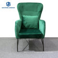 Comfortable Leisure Chair with Stool Red Morden Velvet Single Sofa